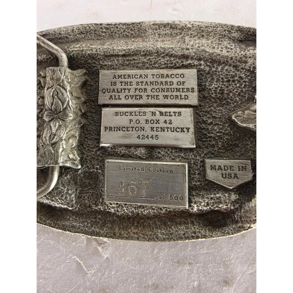 1985 American Tobacco Grower Belt Buckle #467/500 Limited Edition USA Vintage
